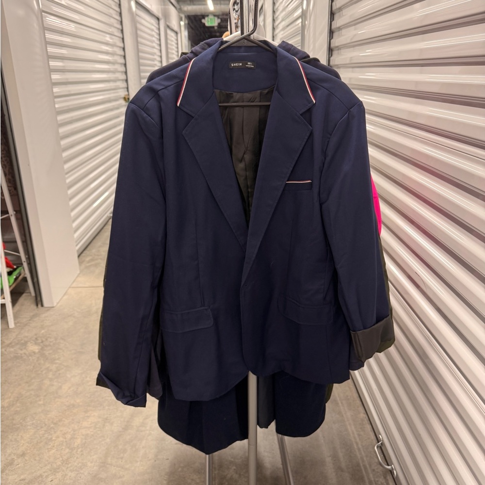 SHEIN Navy Blazer with Red and White Trim